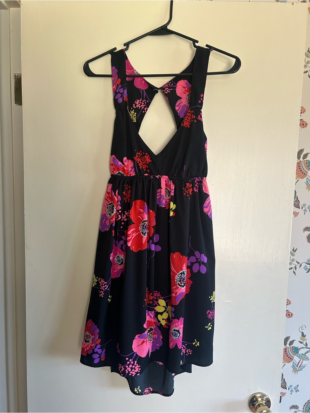 Women's Black Floral Sleeveless Summer Dress